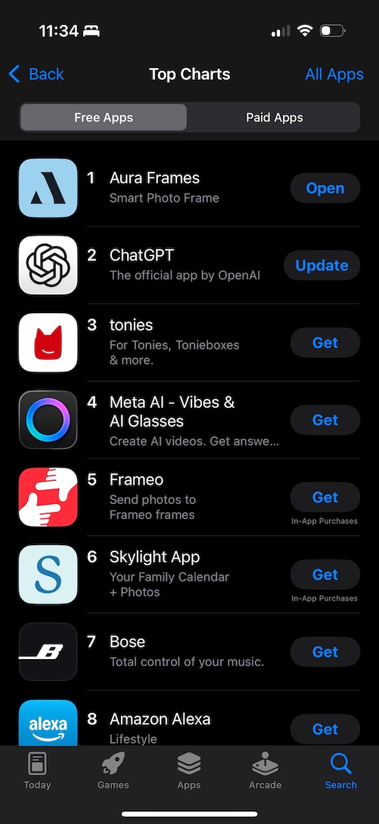 Aura Frames #1 App U.S. App Store Christmas Day