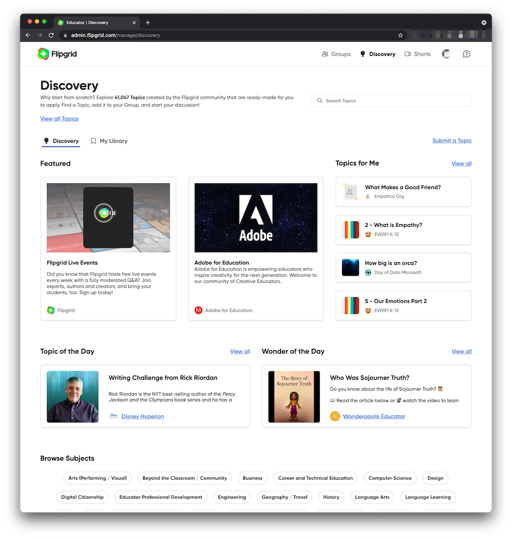 Flipgrid Discovery Library screenshot