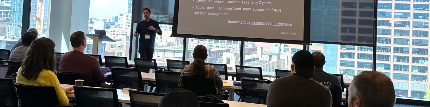 Andrew Atkinson presenting at PgDay Chicago 2023