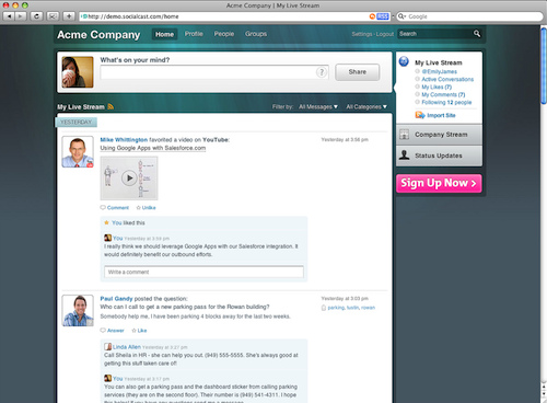 Socialcast Product Screenshot
